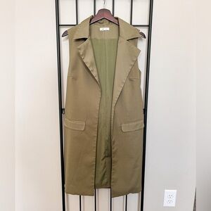 Love Culture Olive Open Face Vest Sz M